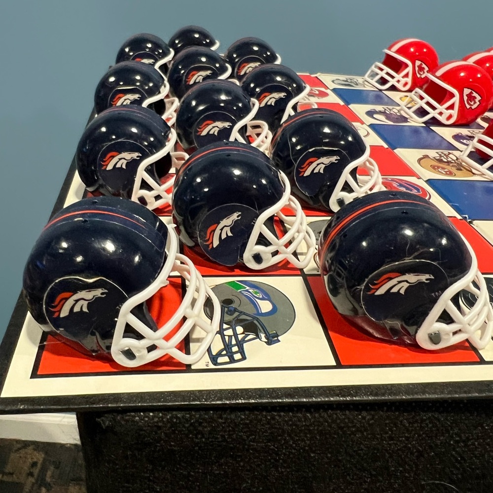 Vtg NFL Checkers Denver Broncos Kansas City Chiefs Game Football Helmet Pieces - Picture 4 of 9